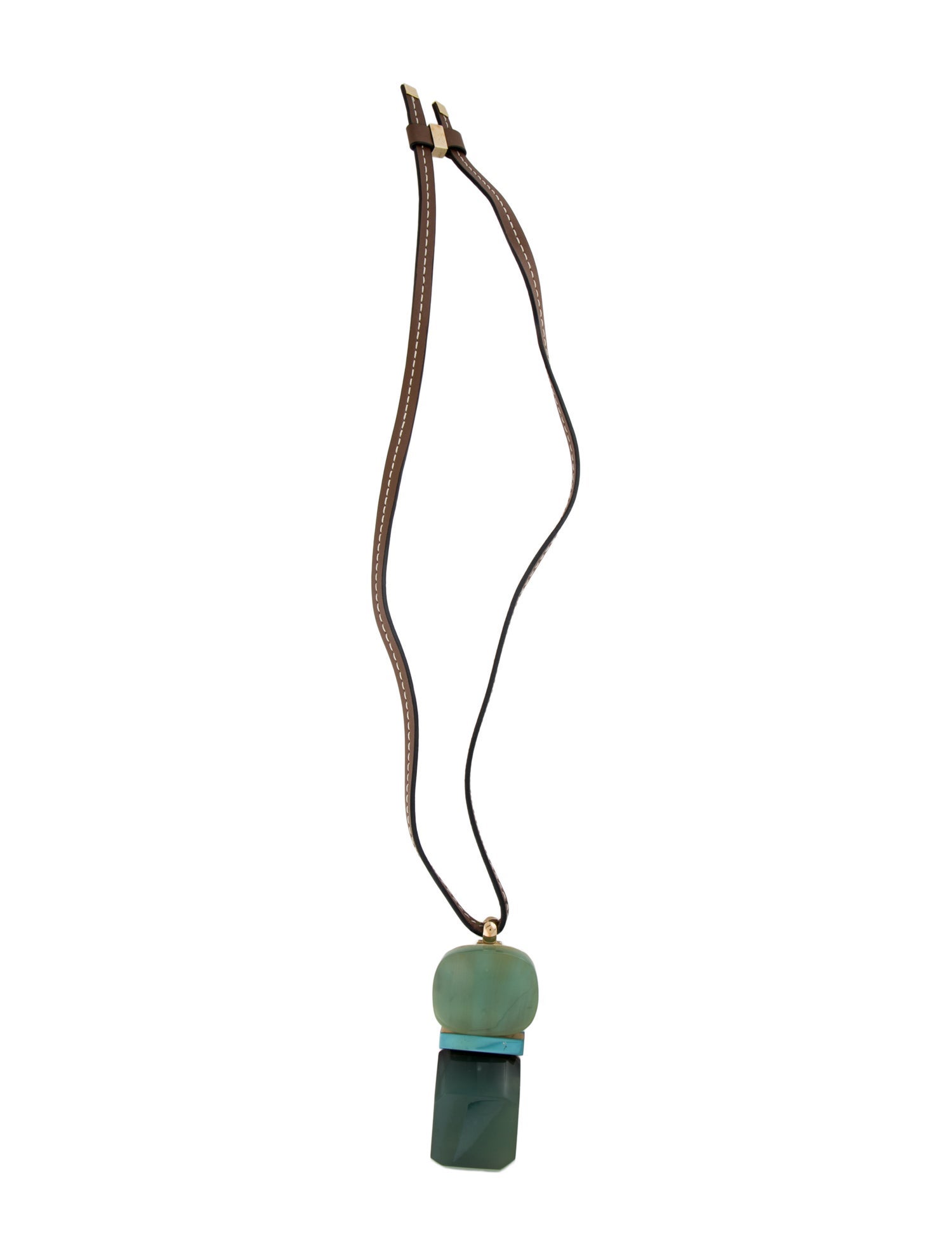 Marni Resin, Horn & Leather Pendant Necklace