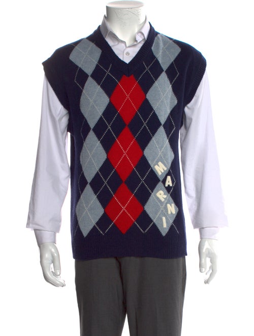 Marni Virgin Wool Plaid Print Sweater Vest