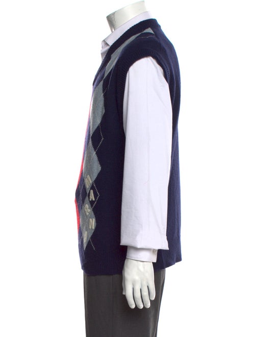 Marni Virgin Wool Plaid Print Sweater Vest