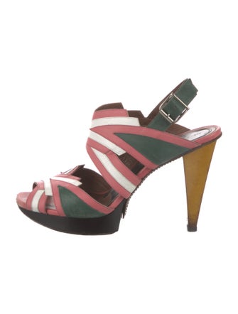 Marni Leather Colorblock Pattern Mules