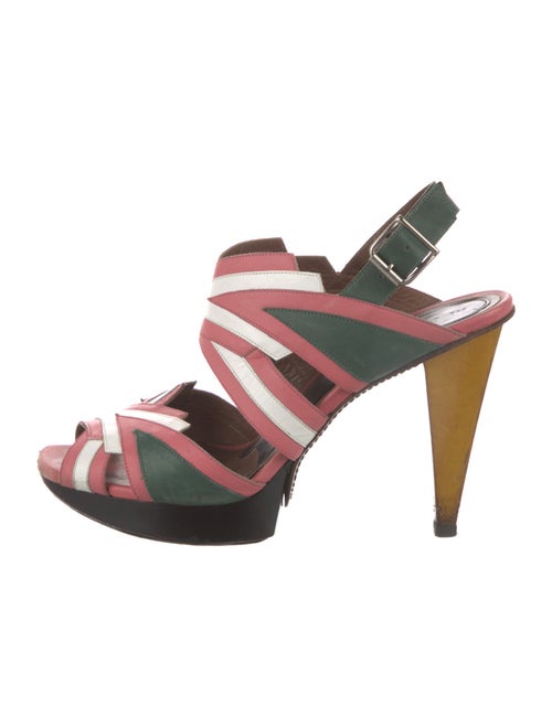 Marni Leather Colorblock Pattern Mules