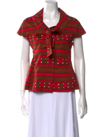 Marni Plaid Print Short Sleeve Button-Up Top