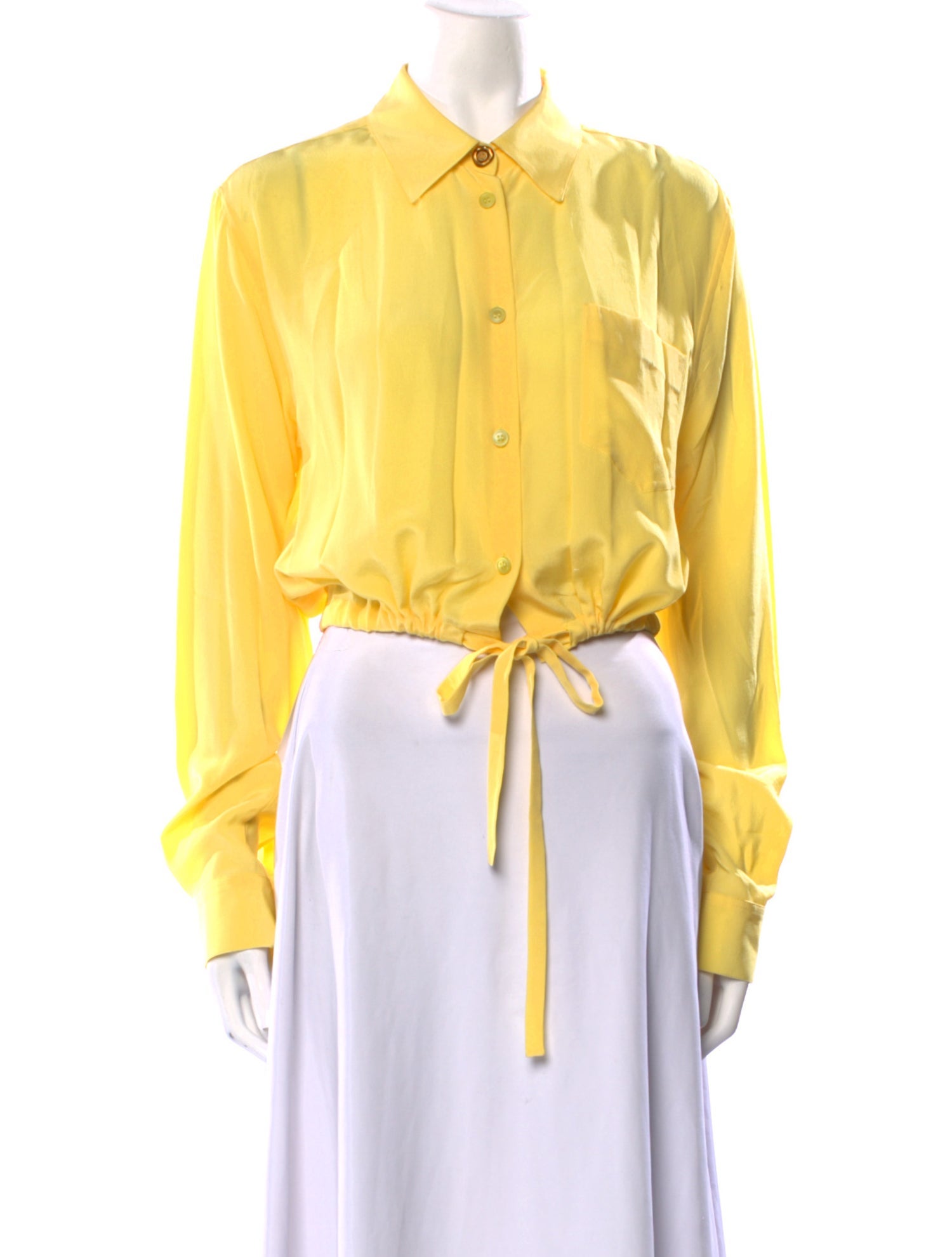 Marni Silk Long Sleeve Crop Top
