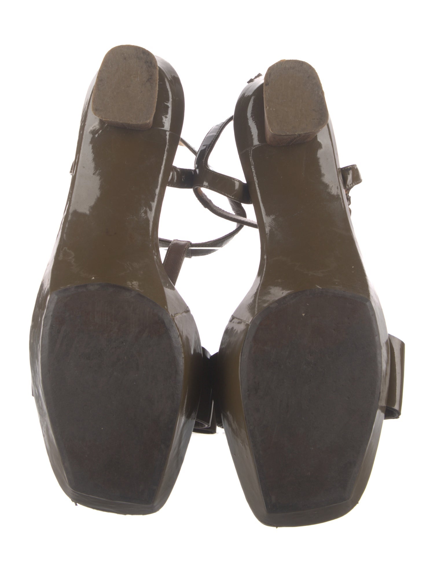 Marni Patent Leather Bow Accents T-Strap Sandals