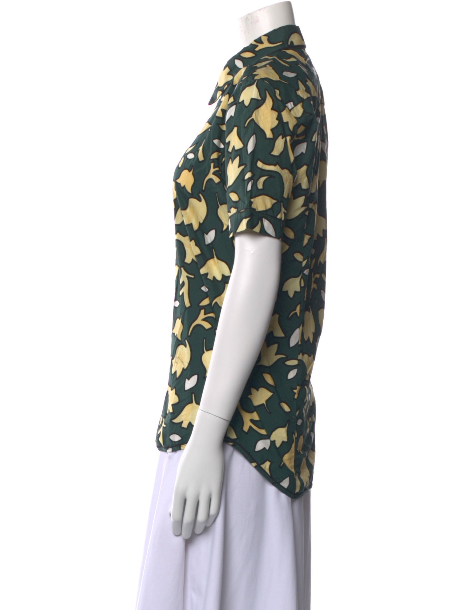 Marni Printed Short Sleeve Button-Up Top