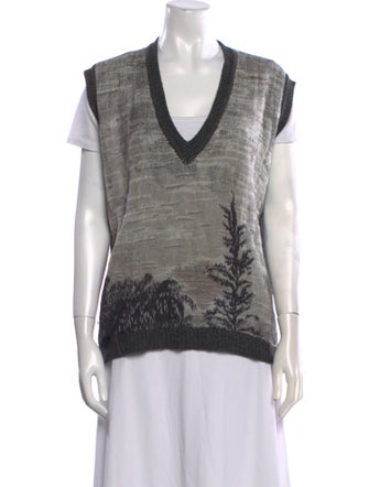 Marni Colorblock Pattern V-Neck Sweater