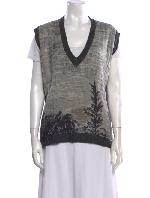 Marni Colorblock Pattern V-Neck Sweater