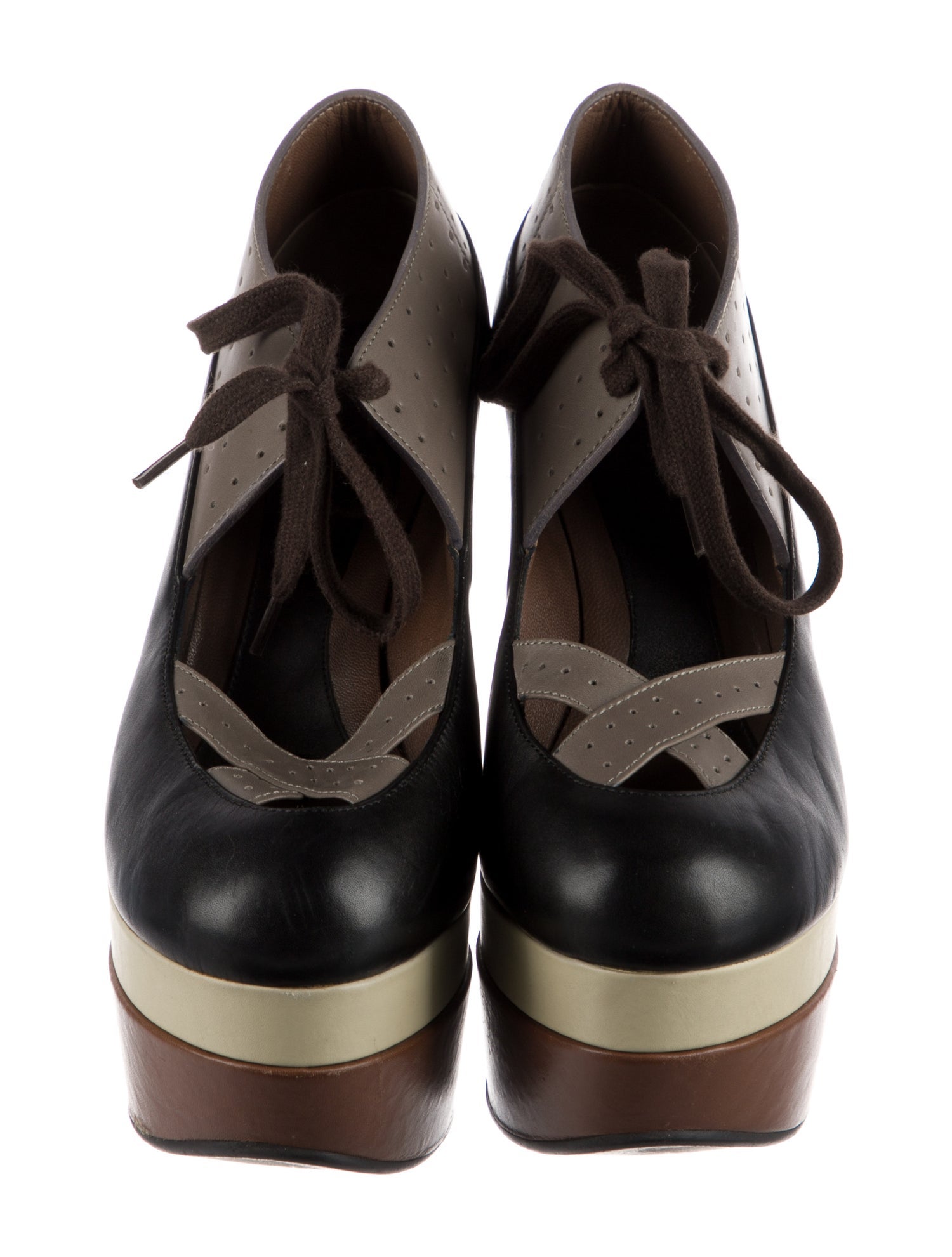 Marni Leather Colorblock Pattern Pumps