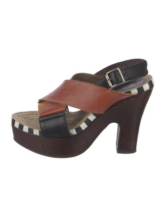 Marni Leather Colorblock Pattern Slingback Sandals