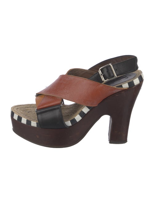 Marni Leather Colorblock Pattern Slingback Sandals