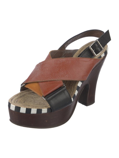 Marni Leather Colorblock Pattern Slingback Sandals