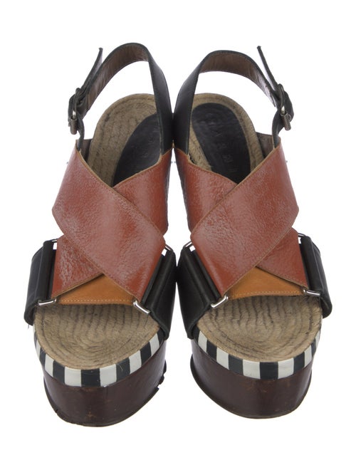 Marni Leather Colorblock Pattern Slingback Sandals