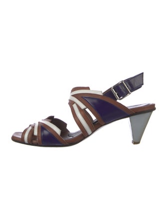 Marni Leather Colorblock Pattern Slingback Sandals
