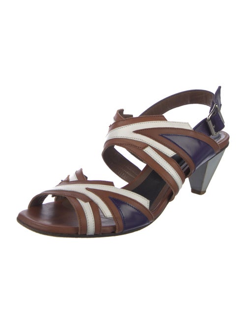 Marni Leather Colorblock Pattern Slingback Sandals