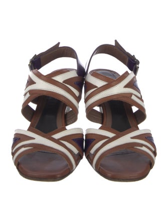 Marni Leather Colorblock Pattern Slingback Sandals