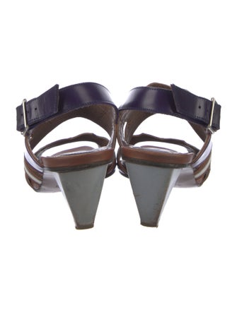Marni Leather Colorblock Pattern Slingback Sandals