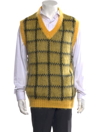 Marni Plaid Print V-Neck Sweater Vest