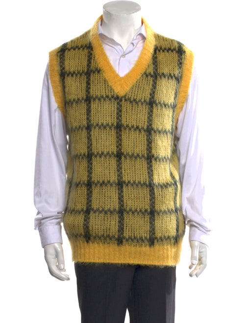 Marni Plaid Print V-Neck Sweater Vest