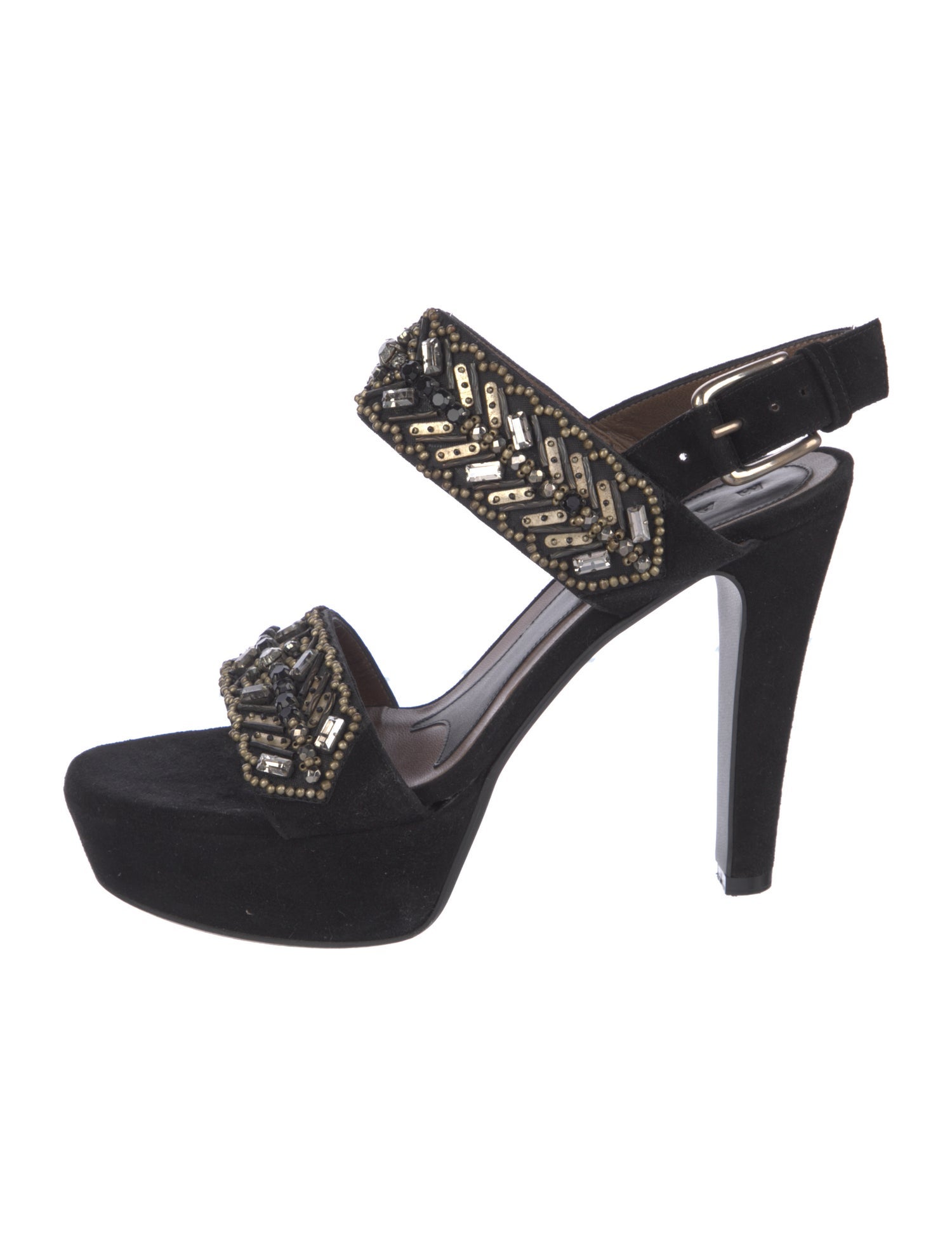 Marni Suede Crystal Embellishments Slingback Sandals