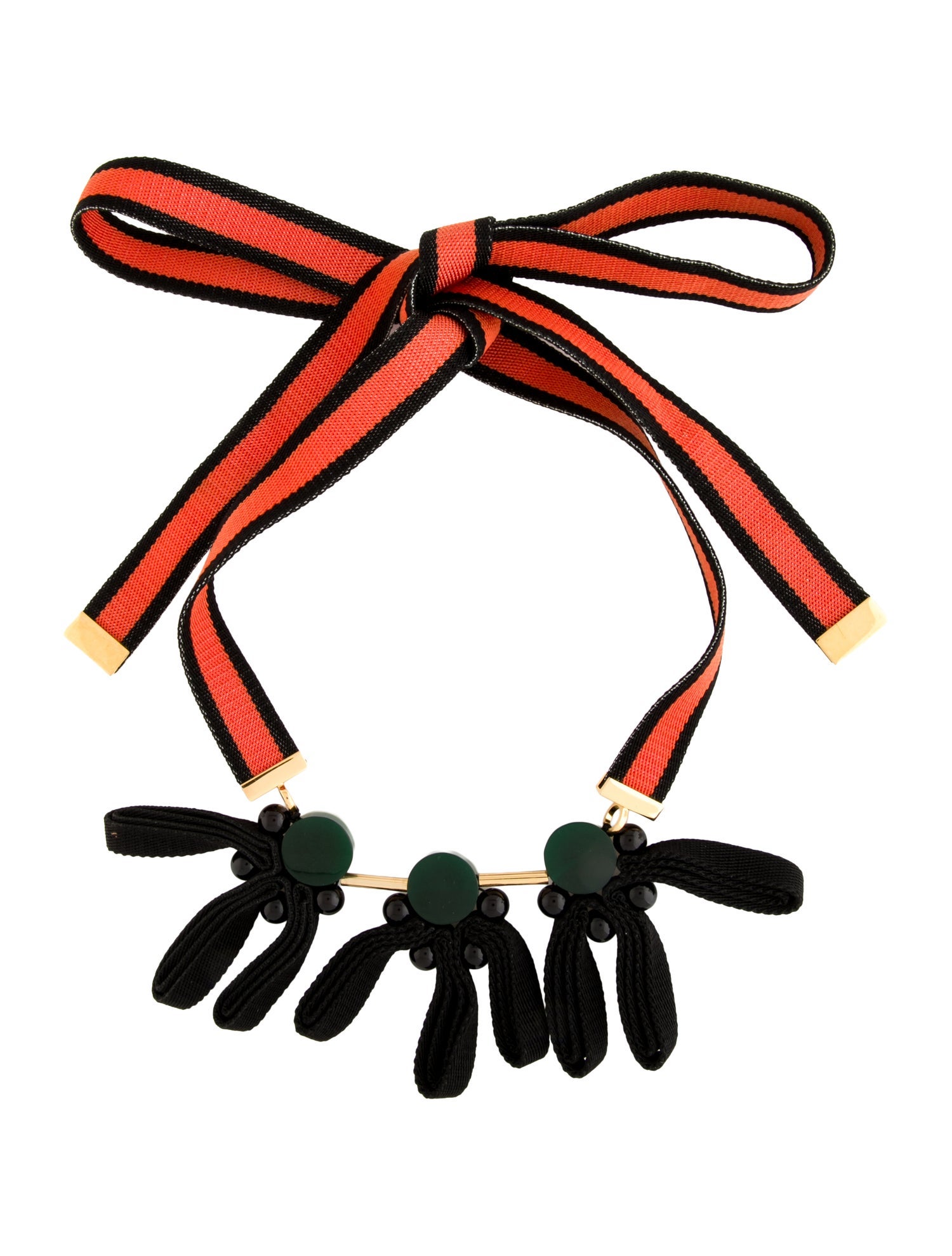 Marni Horn, Bead, Resin & Canvas Collar Necklace