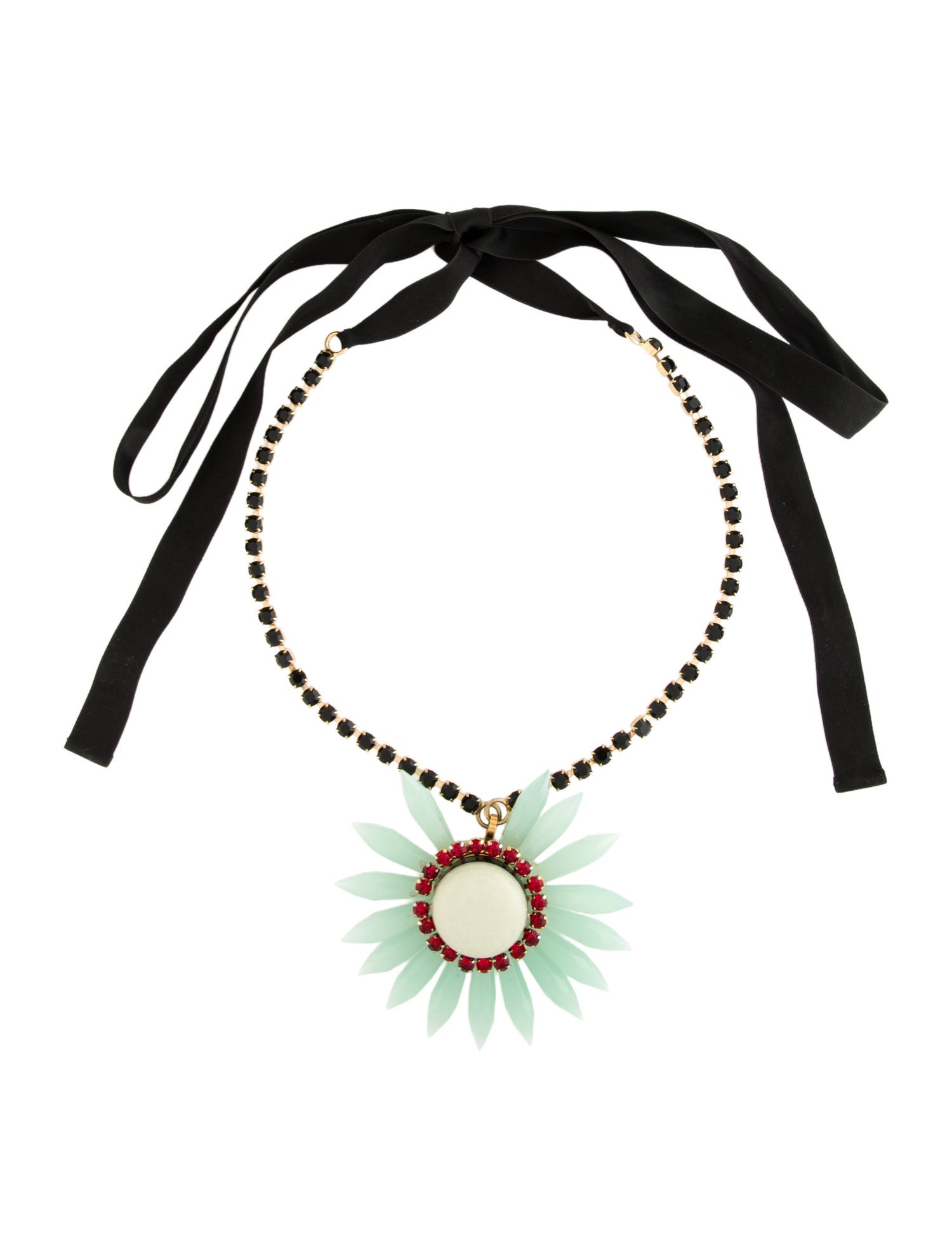 Marni Crystal & Resin Ribbon Pendant Necklace