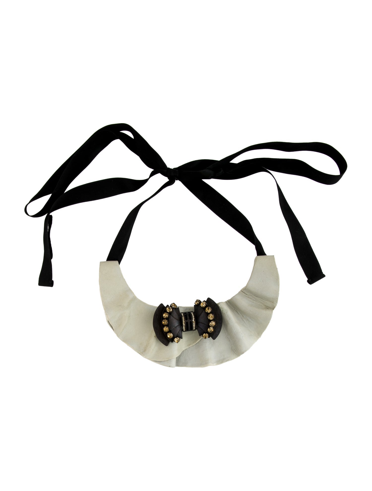 Marni Silk, Leather & Crystal Tie Collar Necklace