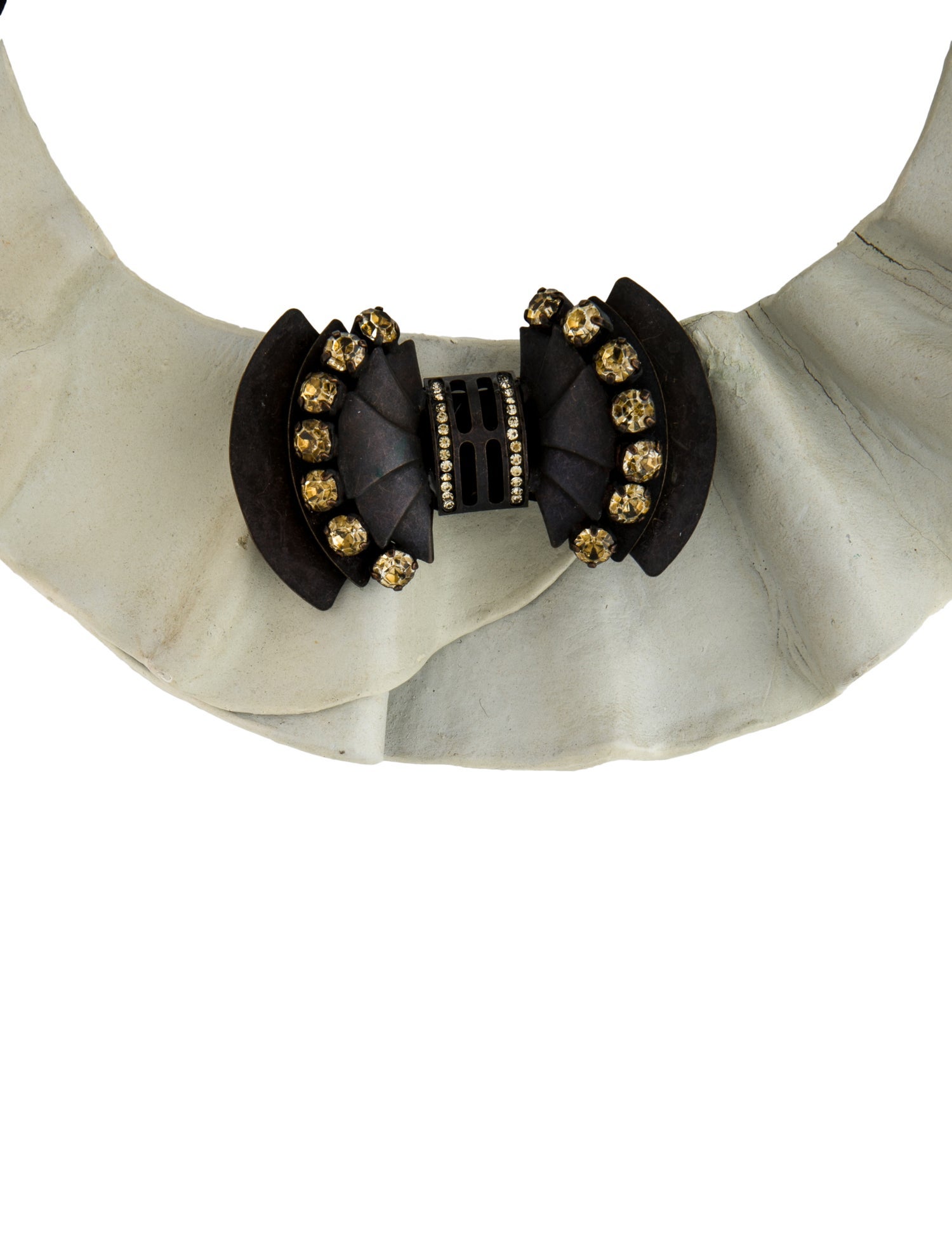 Marni Silk, Leather & Crystal Tie Collar Necklace
