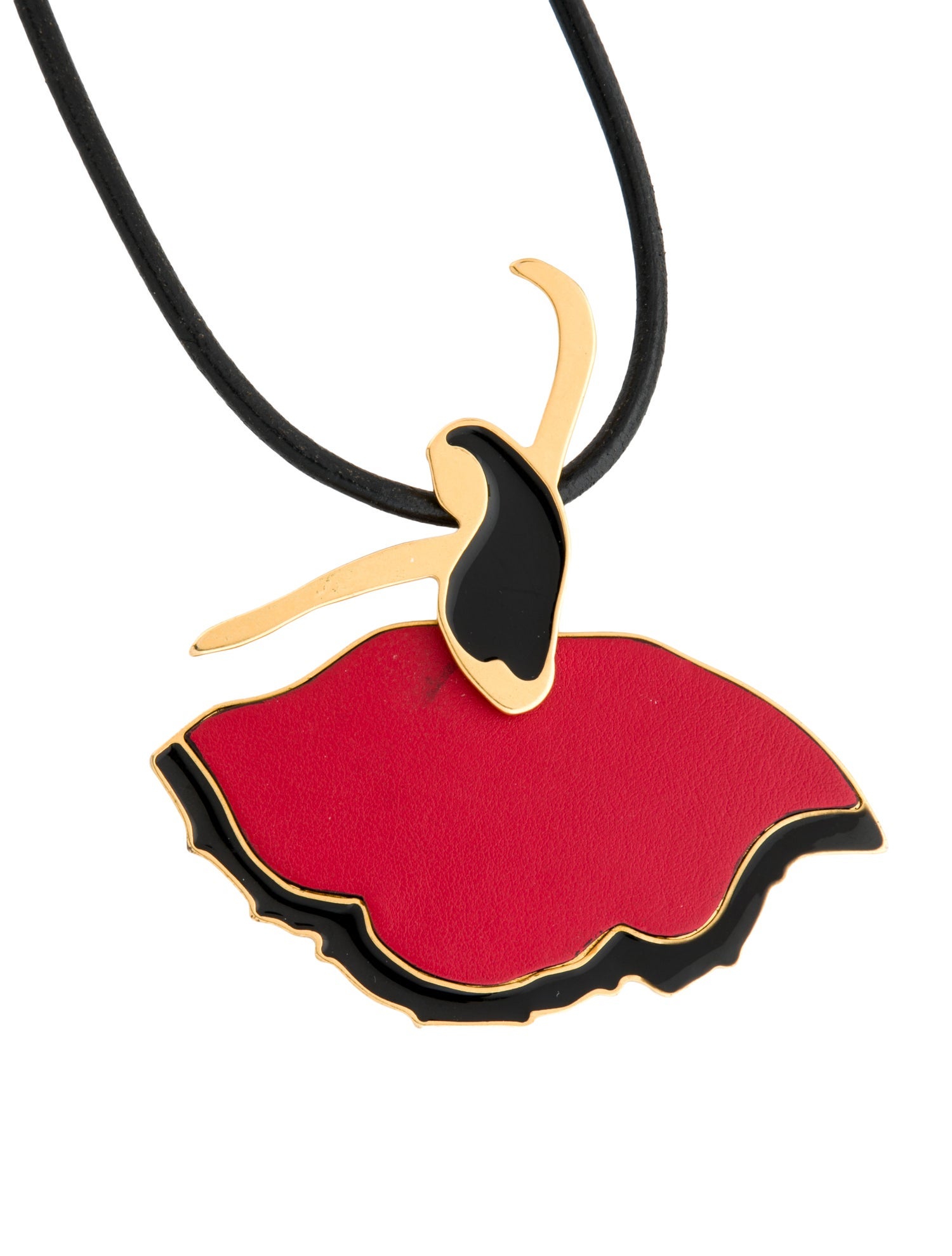 Marni Leather & Enamel Dancer Pendant Necklace