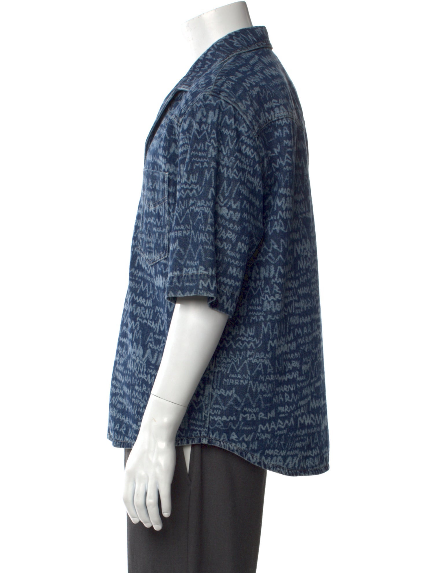 Marni Printed Short Sleeve Denim Shirt w/ Tags