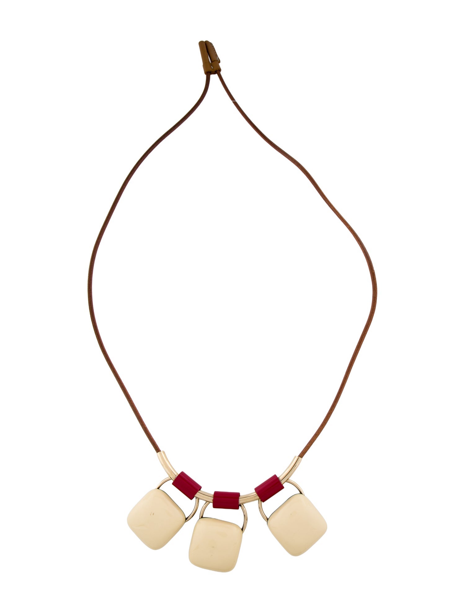 Marni Horn, Leather & Resin Collar Necklace