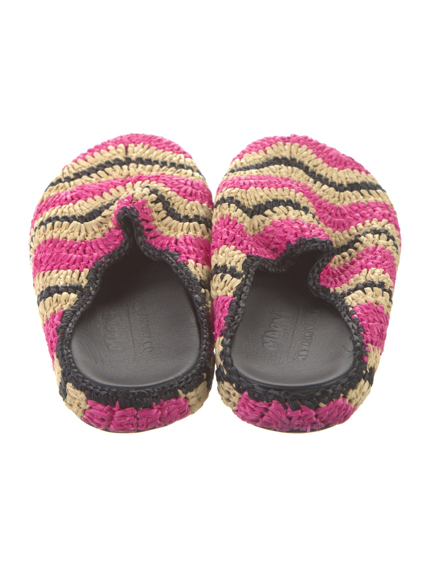 Marni Raffia Colorblock Pattern Mules