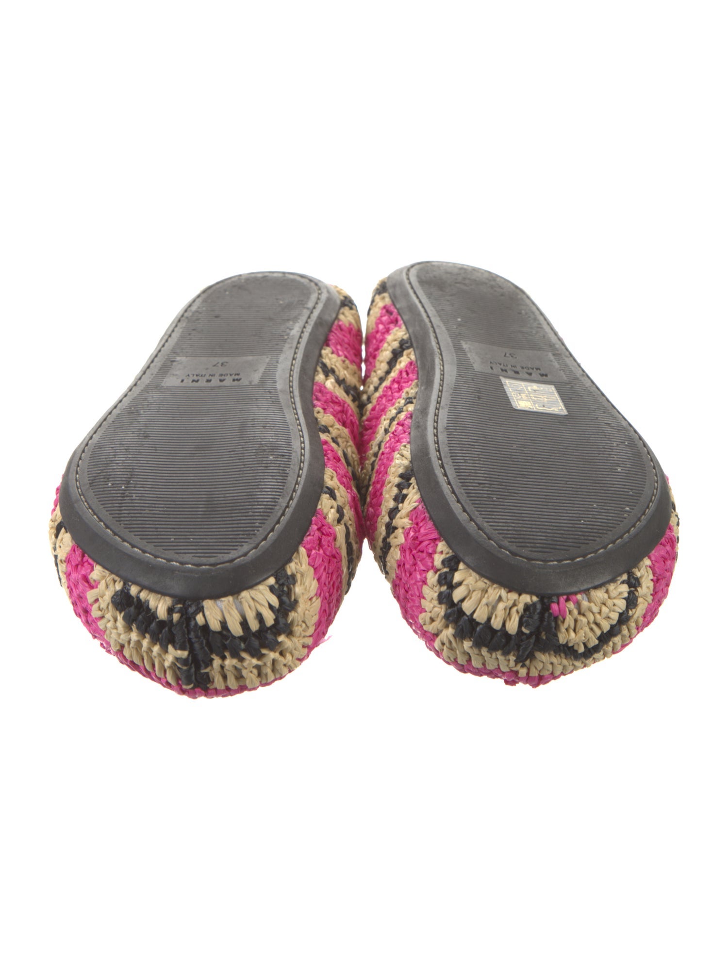 Marni Raffia Colorblock Pattern Mules