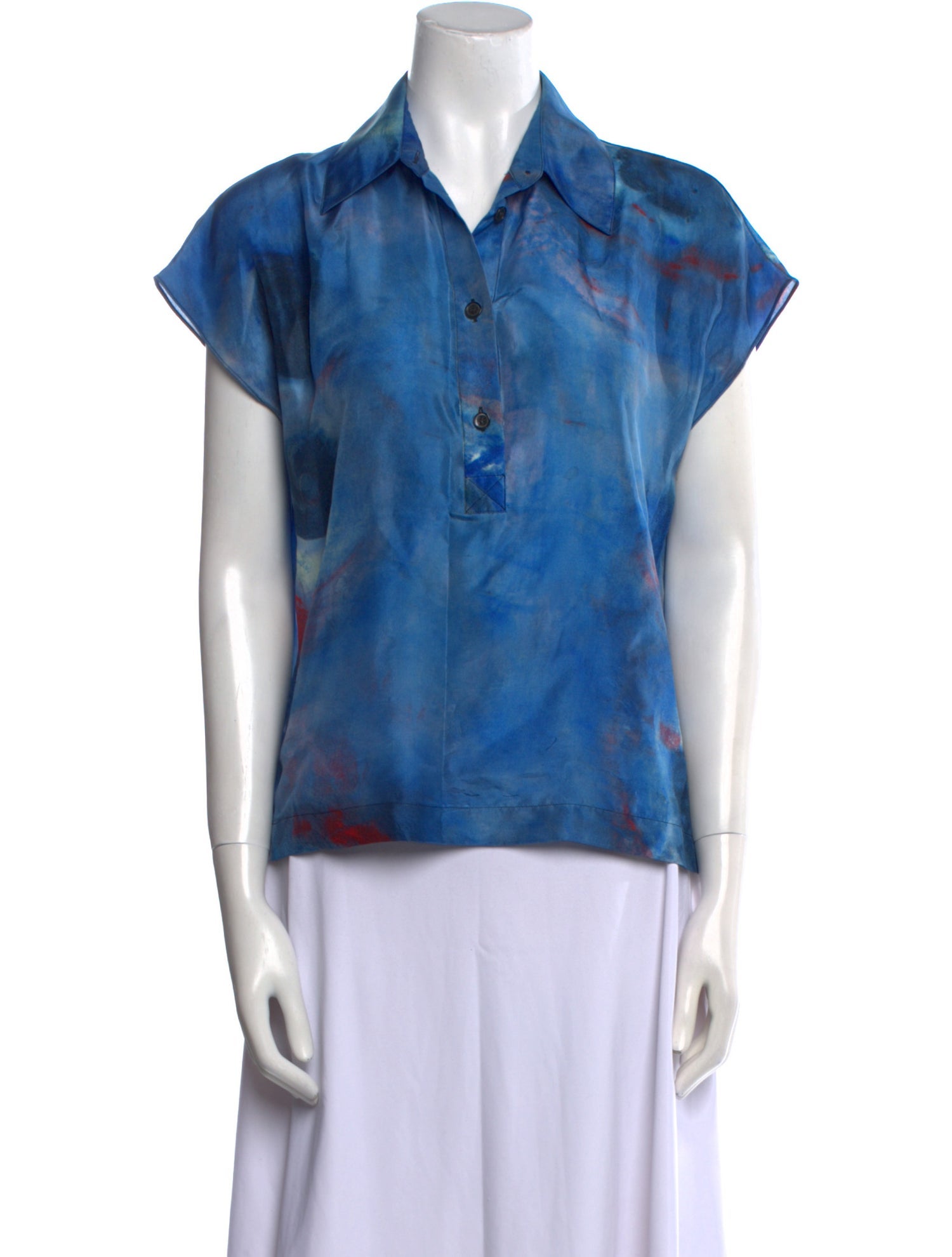Marni Printed Short Sleeve Button-Up Top