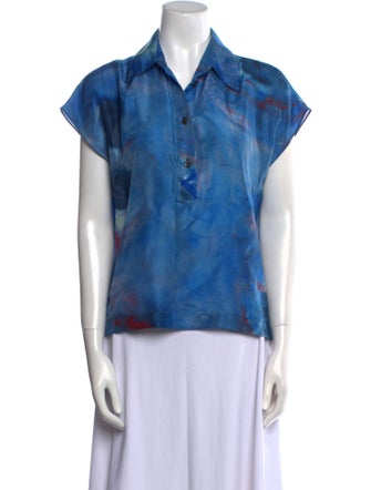 Marni Printed Short Sleeve Button-Up Top