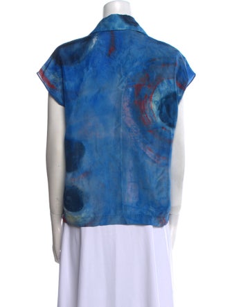 Marni Printed Short Sleeve Button-Up Top