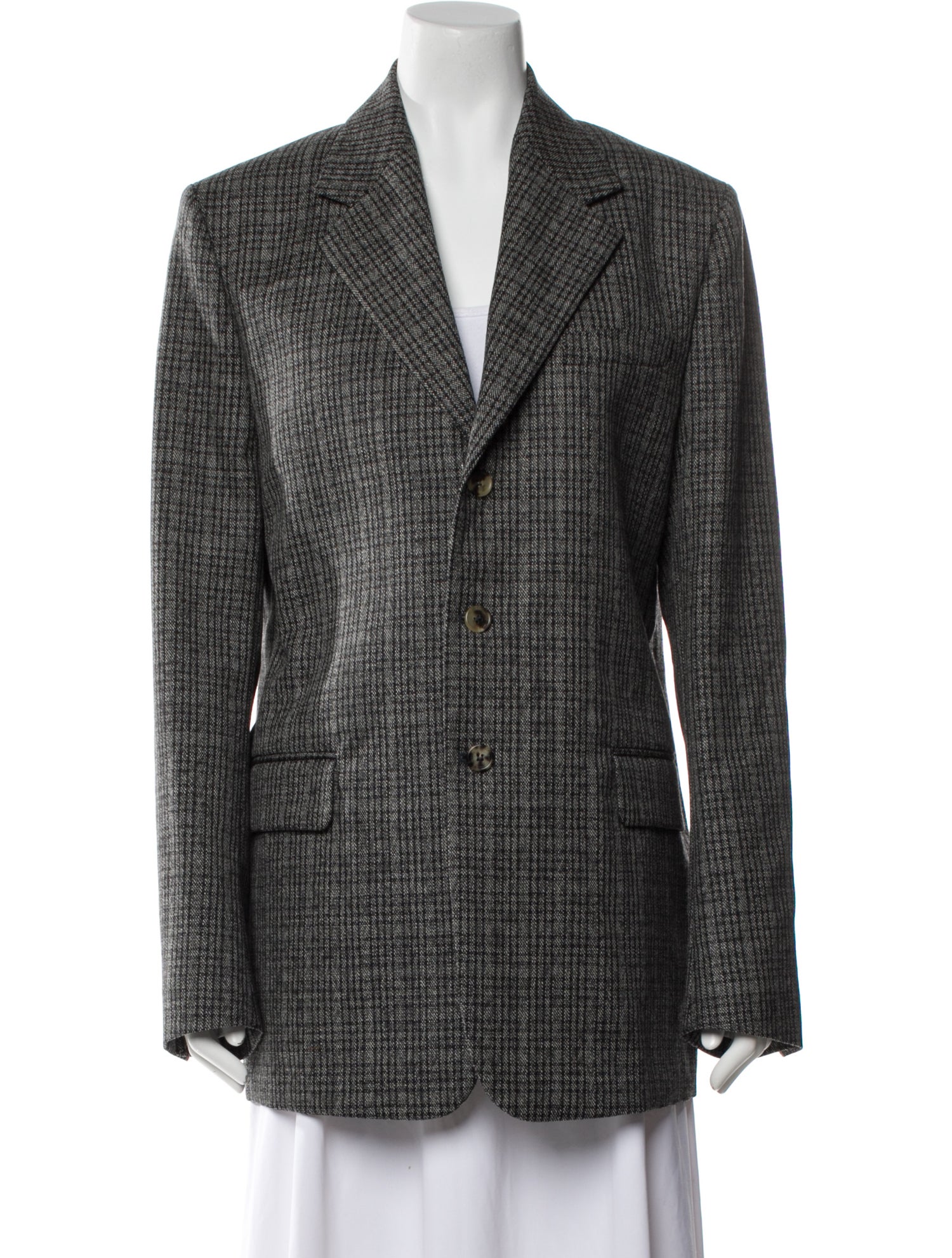 Marni Virgin Wool Plaid Print Blazer