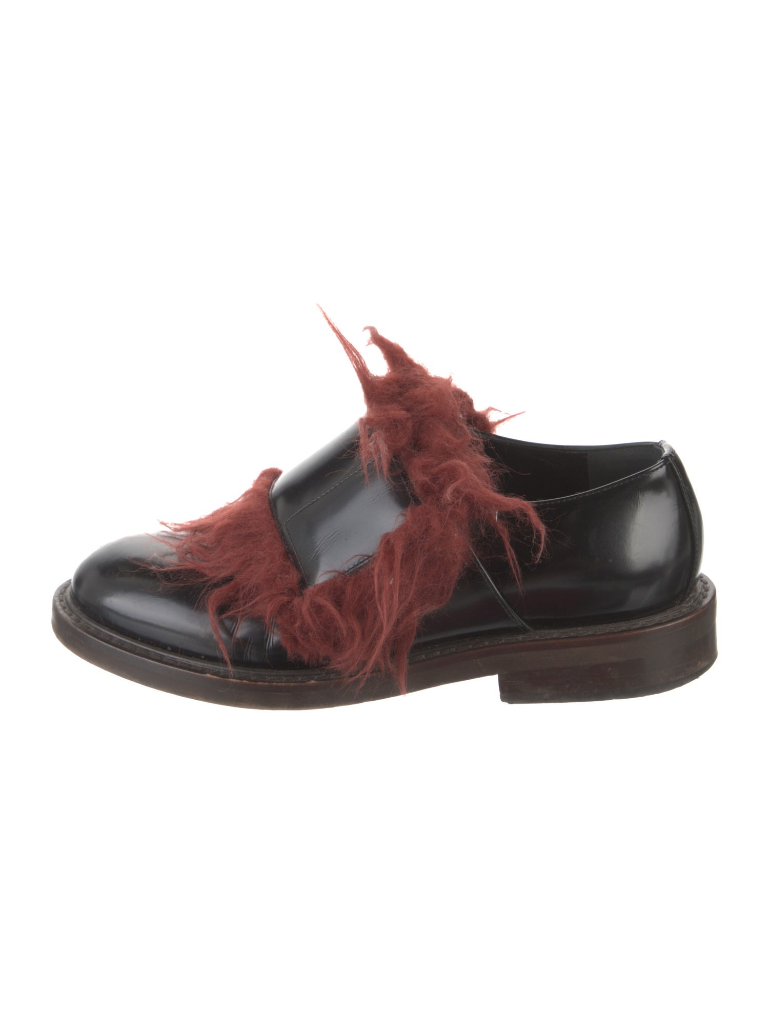 Marni Leather Faux Fur Trim Oxfords