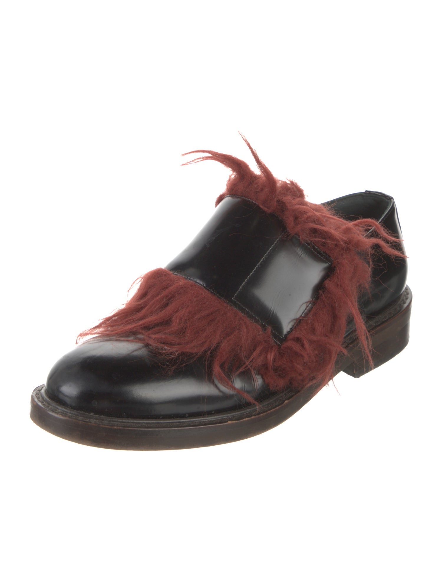 Marni Leather Faux Fur Trim Oxfords