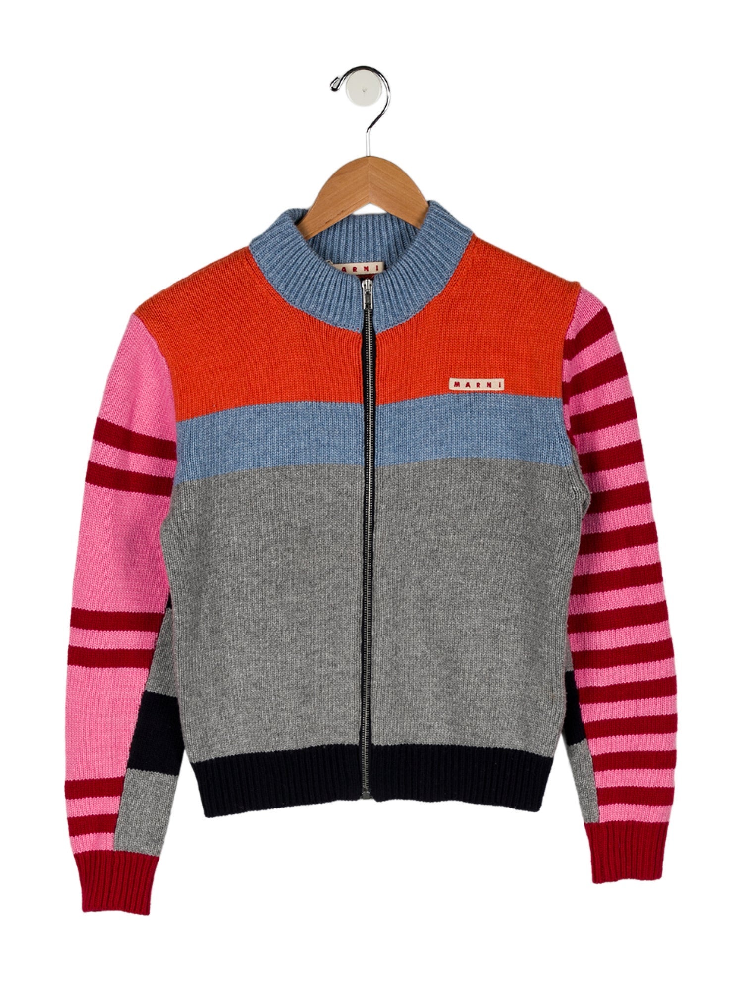 Marni Girls' Striped Zip Cardigan