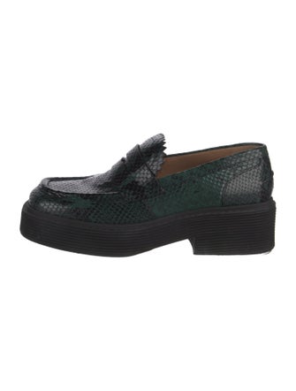 Marni Snakeskin Scalloped Accent Loafers
