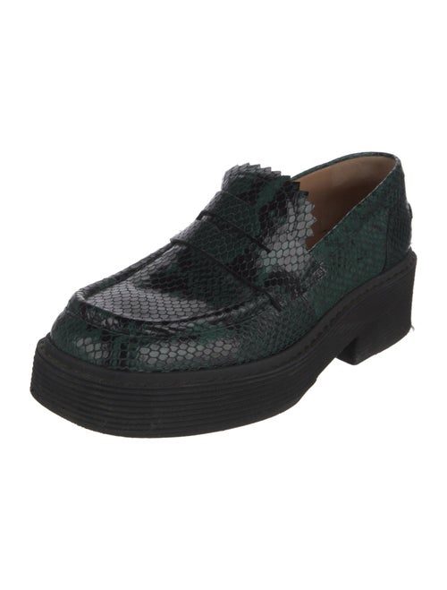 Marni Snakeskin Scalloped Accent Loafers