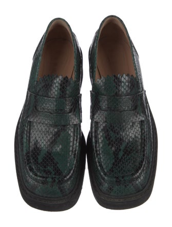 Marni Snakeskin Scalloped Accent Loafers
