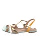 Marni Leather Colorblock Pattern T-Strap Sandals