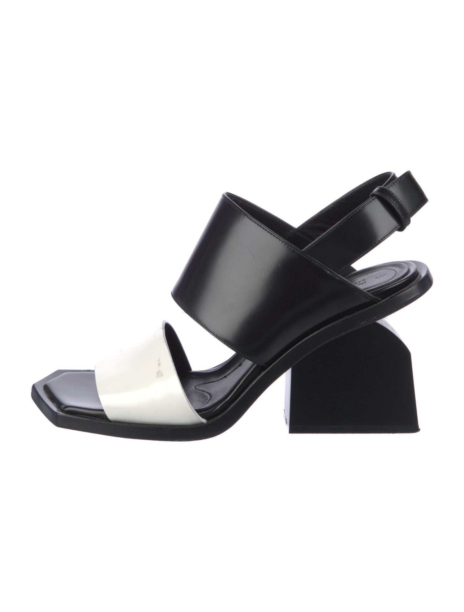Marni Leather Colorblock Pattern Slingback Sandals