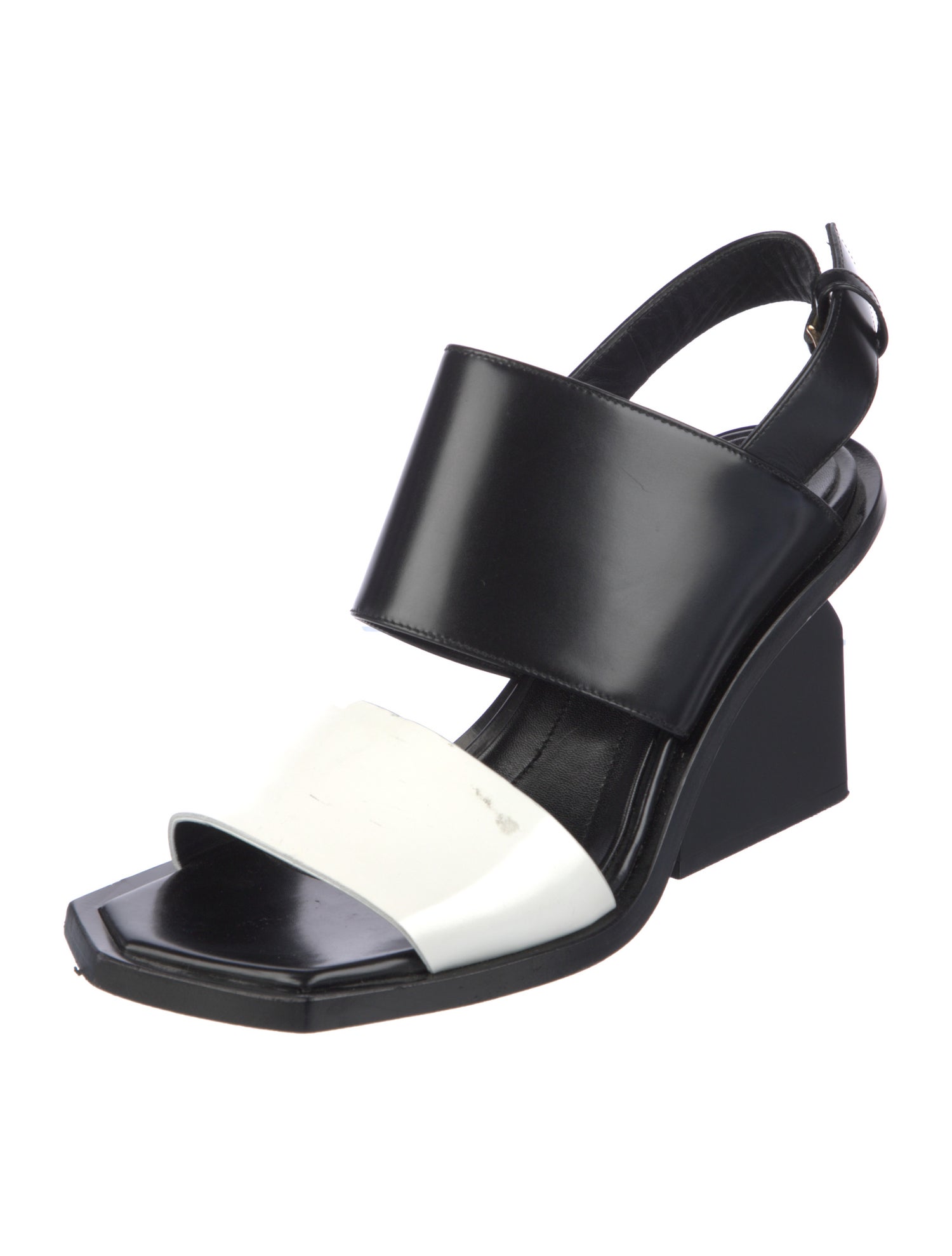 Marni Leather Colorblock Pattern Slingback Sandals