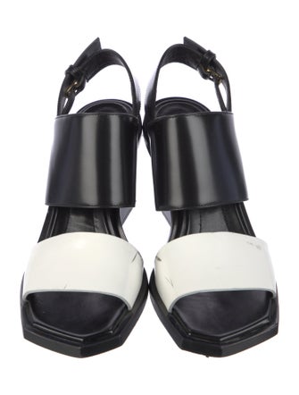Marni Leather Colorblock Pattern Slingback Sandals
