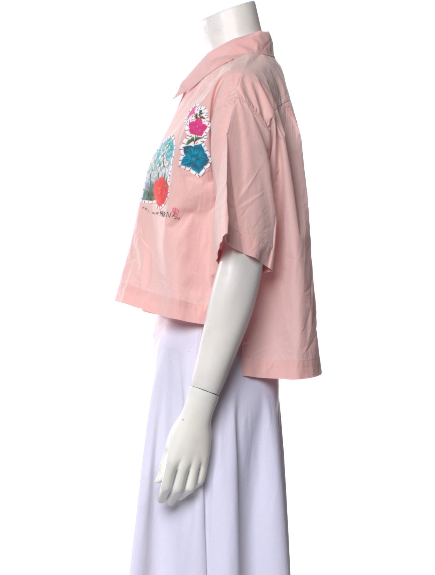 Marni Graphic Print Short Sleeve Crop Top