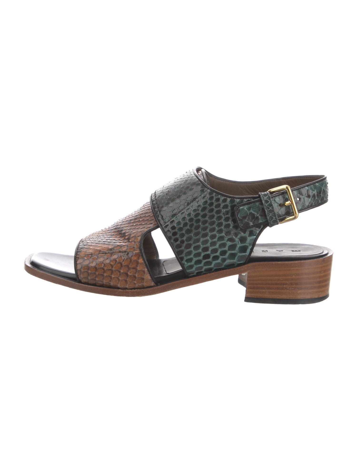 Marni Leather Animal Print Slingback Sandals