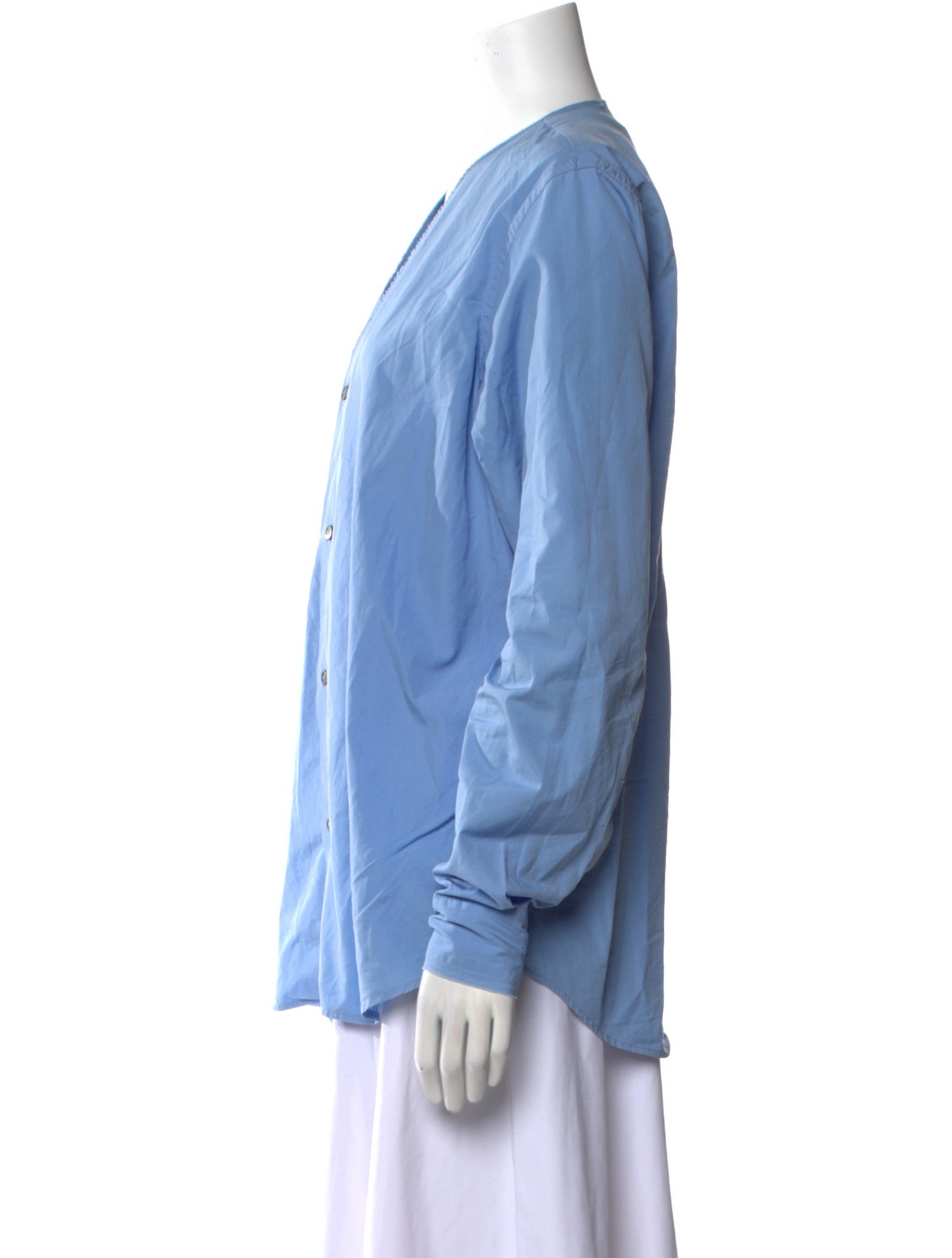 Marni V-Neck Long Sleeve Button-Up Top