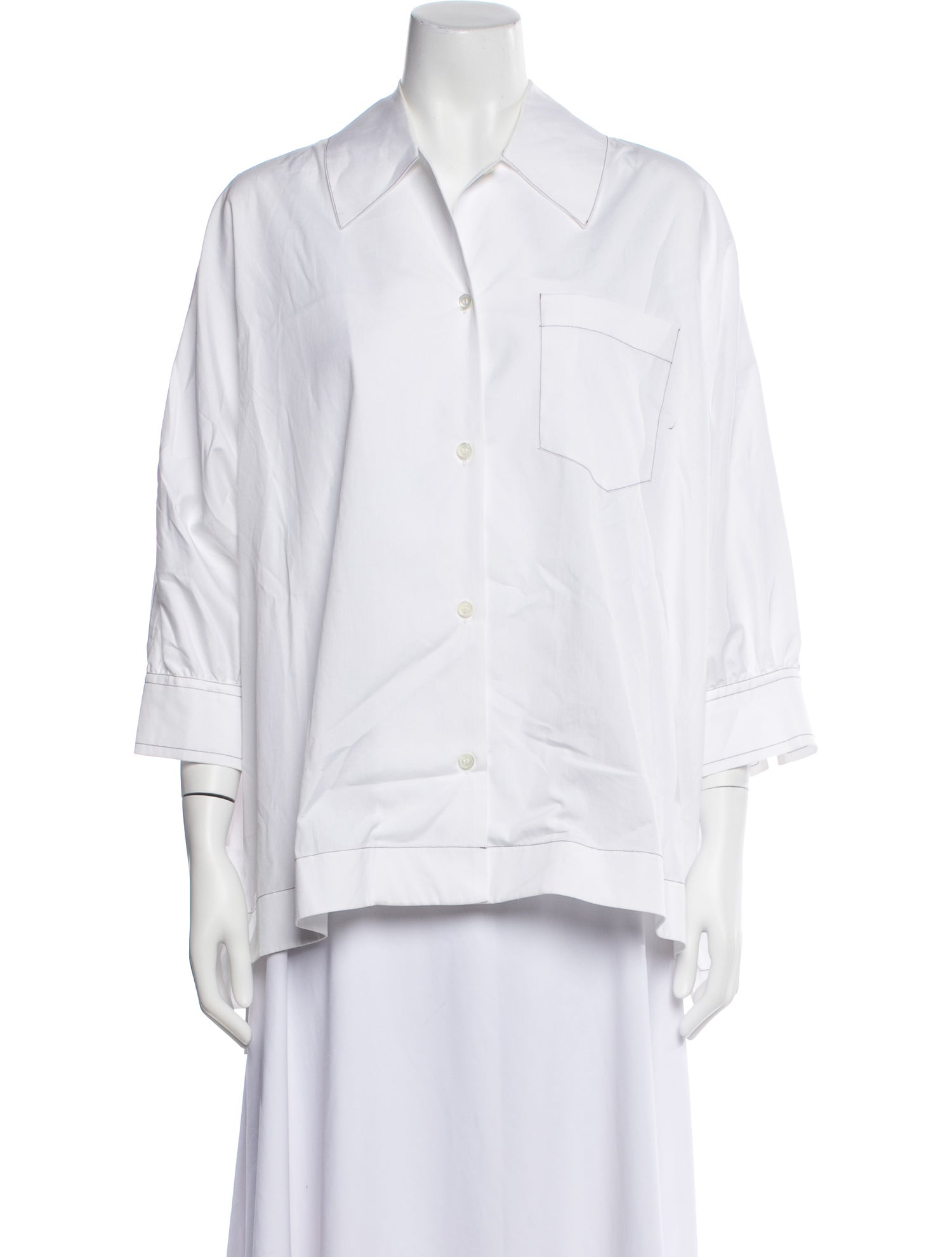 Marni Three-Quarter Sleeve Button-Up Top